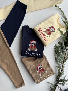 Festive Bear Christmas Family Matching Loungewear Pyjamas Personalized Clothing Christmas Gift, 3 of 12