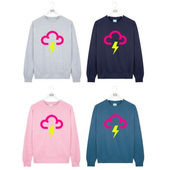 Thunder And Lightning Weather Symbol Sweatshirt, 2 of 6