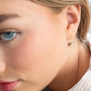 Sterling Silver Semi Precious Birthstone Hoop Earrings, 2 of 6