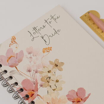 Personalised Notebook: 'Letters To The Bride' With Watercolour Dusky Pink Flowers, 6 of 6