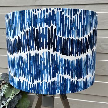 Tidal Marine Blue Patterned Drum Lampshades, 2 of 7