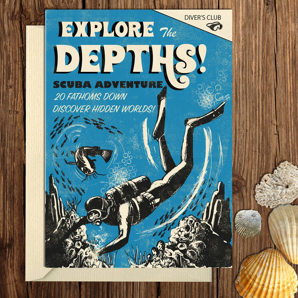 Deep Sea Diver Greetings Card, 1 of 2