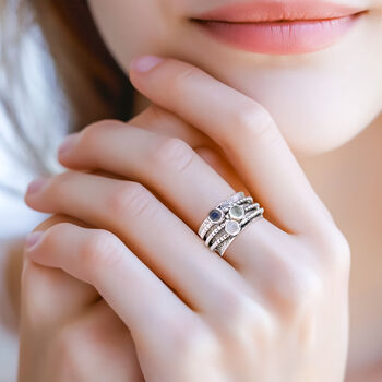 Personalised Sterling Silver Labradorite And Moonstone Spinner Ring, 4 of 10