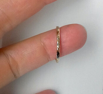 Dainty Hammered Solid Gold Band, 4 of 10