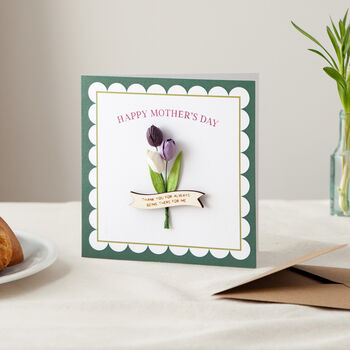 Paper Tulips With Banner Mother's Day Keepsake Card, 2 of 2