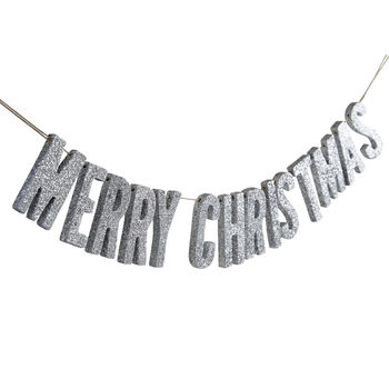 Wooden Glitter Merry Christmas Bunting Decoration, 2 of 2