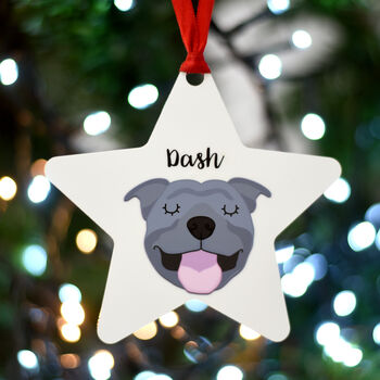 Staffie Christmas Tree Dog Decoration Personalised, 9 of 10