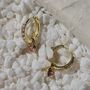 18 K Gold Plated Baby Pink Heart Huggie Earrings, thumbnail 4 of 8