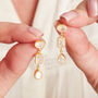 Rainbow Moonstone 18 K Gold And Silver Drop Earrings, thumbnail 2 of 12