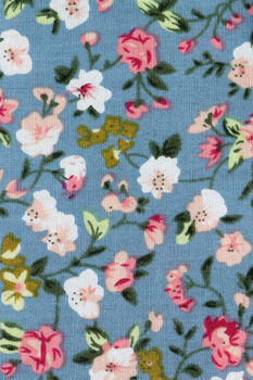 Wedding Handmade 100% Cotton Floral Print Tie In Blue, 2 of 9