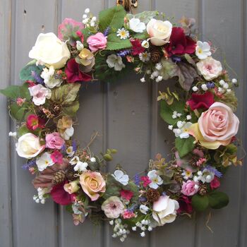 Spring Summer Wedding Rosy Posy Decorative Wreath, 11 of 12