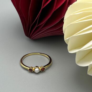 Garnet Pearl Star 18k Gold Plated Ring, 3 of 5