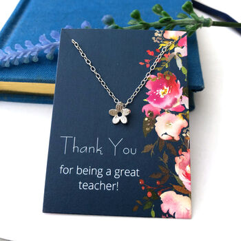 Thank You Bridesmaid Sterling Silver Tiny Flower Necklace, 3 of 10