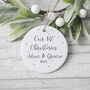 Personalised 'Our First Christmas' Ceramic Tree Bauble, thumbnail 1 of 5