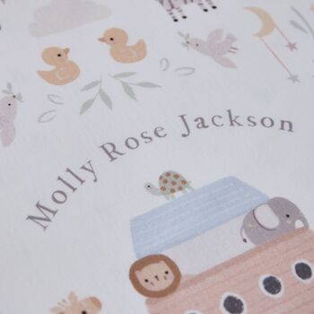 Personalised Noah's Ark Christening Baptism Blanket, 3 of 4