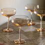 Set Of Four Amber Coupe Cocktail Champagne Glasses, thumbnail 1 of 3