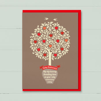 Ruby Anniversary Card ‘Tree Of Love’, 3 of 4
