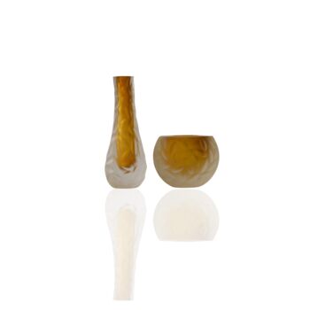 Set Of Two Murano Amber Leaf Glass Vases, 2 of 2