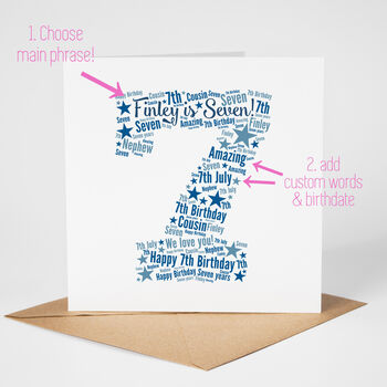 Blue Star Personalised 7th Birthday Card, 2 of 6