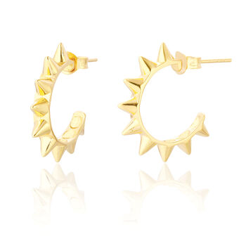 Robyn 18ct Gold Vermeil Medium Spike Hoop Earrings, 2 of 2