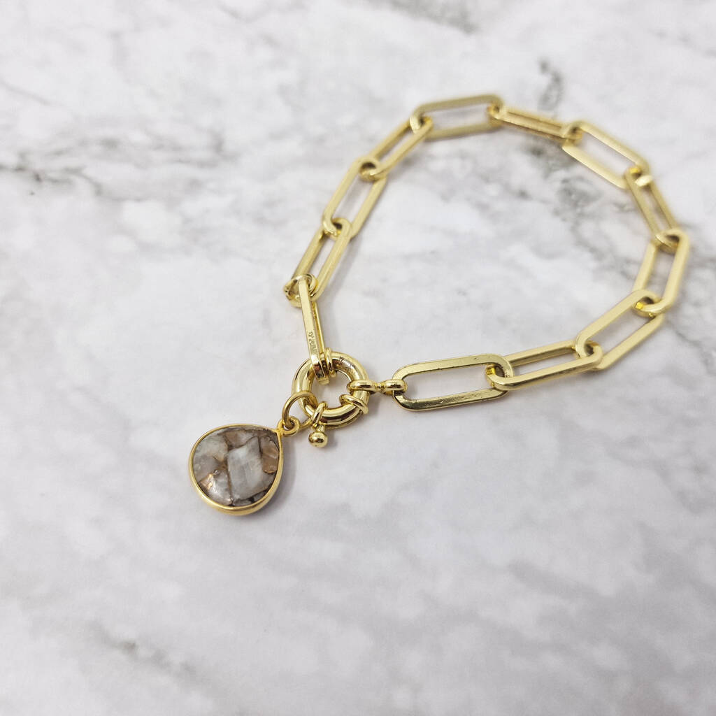 18ct Gold Plated Calcite April Birthstone Bracelet, 1 of 3