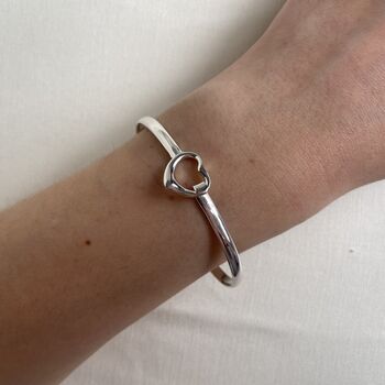 Small Wrist Silver Heart Bangle Jewellery Gift, 2 of 8
