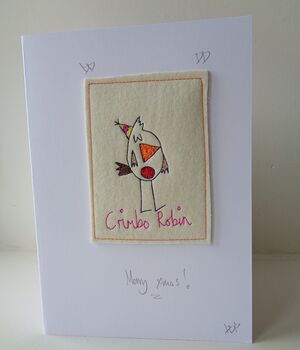 Two Embroidered Robin Christmas Cards, 5 of 6