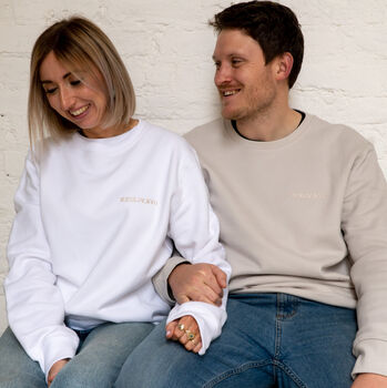 Embroidered Couples Roman Numerals Sweatshirt Set, 2 of 8