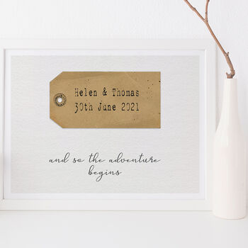 Personalised And So The Adventure Begins Wedding Print, 5 of 5