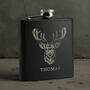 Personalised Stag Black Hip Flask, thumbnail 4 of 5