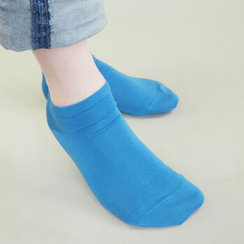 Pin Stripe Grey And Classic Blue Men's Trainer Socks, 3 of 12