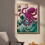 Octopus Wave Art Print | Japanese Ukiyo E Style Wall Decor, thumbnail 1 of 6