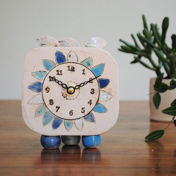 Daisy With Blue And White Petals Analogue Clock, 5 of 7