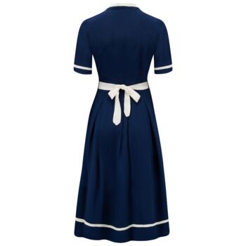 Francoise Dress In French Navy Vintage 1940s Style, 2 of 3