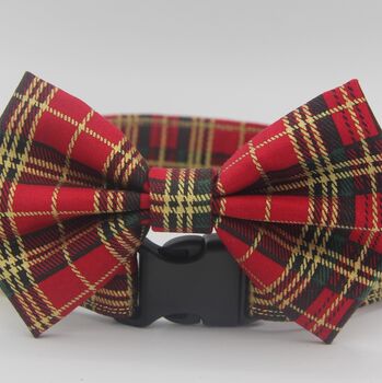 Red And Gold Tartan Dog Bow Tie, 5 of 12