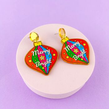 'Merry And Bright' Colourful Christmas Earrings, 8 of 11