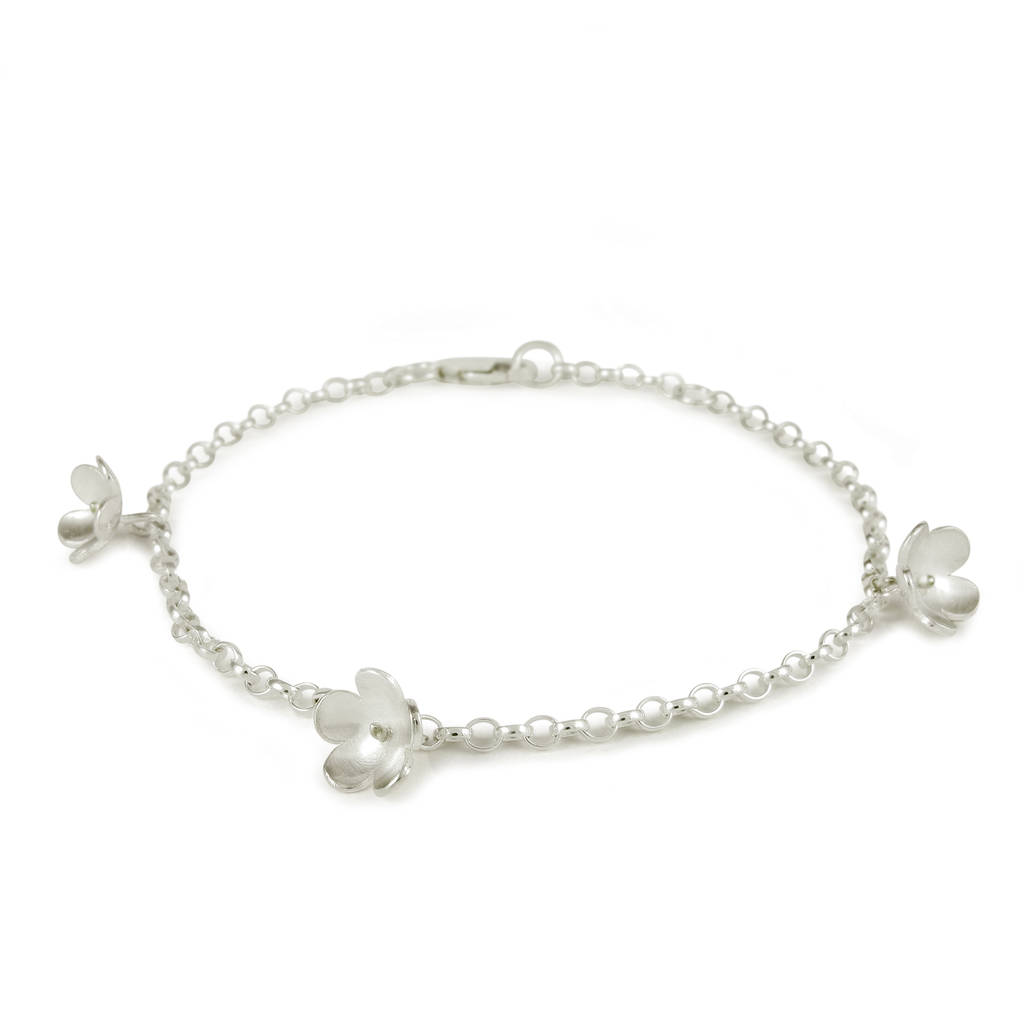 Silver Blossom Flower Bracelet By Gabriella Casemore Jewellery