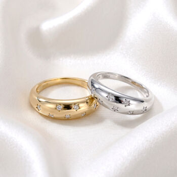Moissanite Gold Or Silver Dome Star Ring, 2 of 6