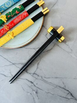 Luxury Black Personalised Wooden Chopsticks Gift, 4 of 7