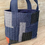 Navy Linen Bag Handmade With Slow Stitching, thumbnail 2 of 3