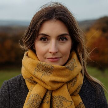 Mustard Hedgehog Print Winter Scarf, 2 of 6