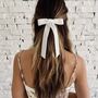 'Bonnie' White Velvet Bridal Hair Bow, thumbnail 4 of 5