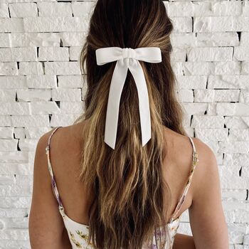 'Bonnie' White Velvet Bridal Hair Bow, 4 of 5