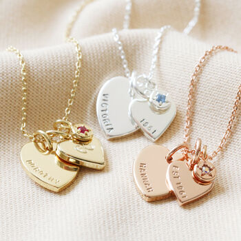 Personalised 60th Birthday Heart Birthstone Necklace, 2 of 12