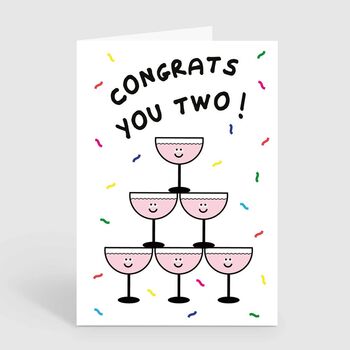 Congrats You Two Champagne Wedding Engagement Card, 2 of 2