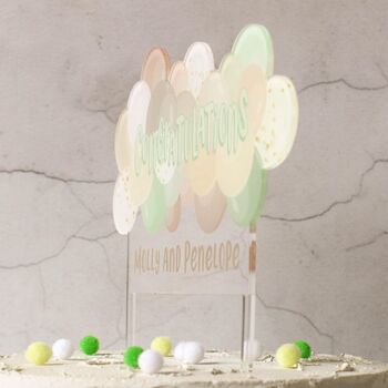 Personalised Cake Topper, Neutral Balloons, 2 of 5