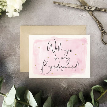 Will You Be My Bridesmaid Card Watercolour, 2 of 2