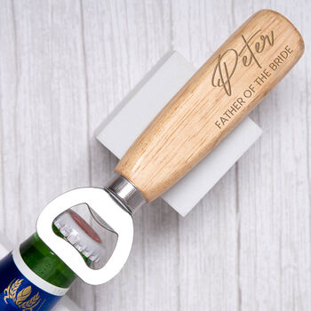 Personalised Wedding Wooden Bottle Opener Engraved, 3 of 7