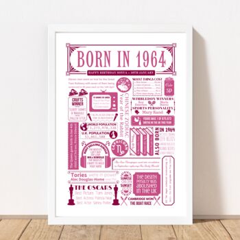 Born In 1964 Personalised 60th Birthday Fact Poster, 5 of 8