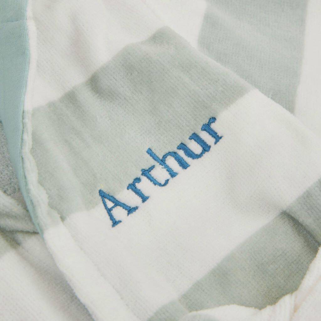 Personalised Green Striped Hooded Towelling Robe By My 1st Years